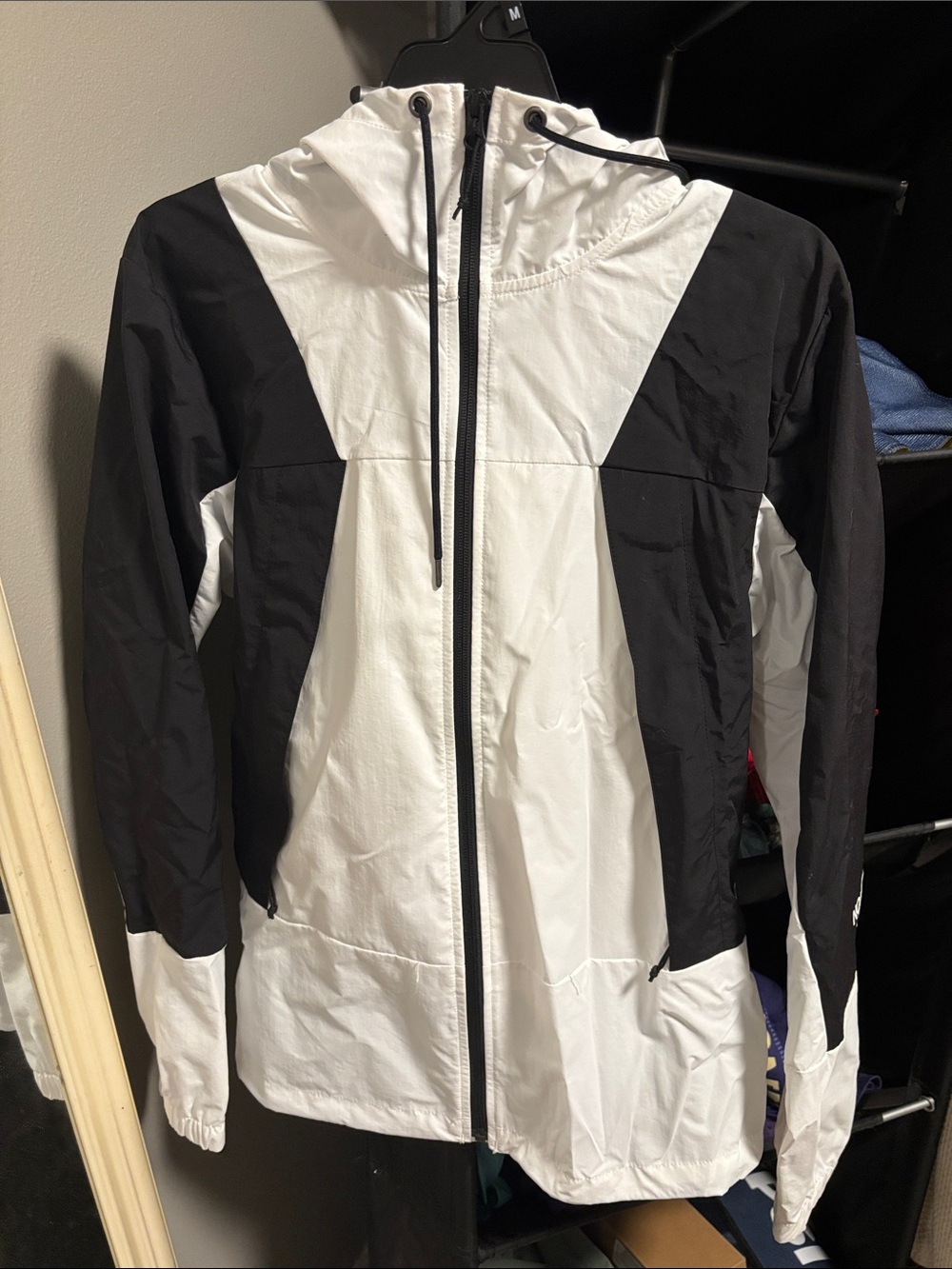 The North Face Black & White Hooded Windbreaker Jacket